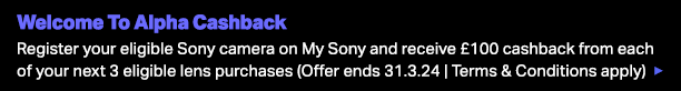 Sony Welcome To Alpha Cashback