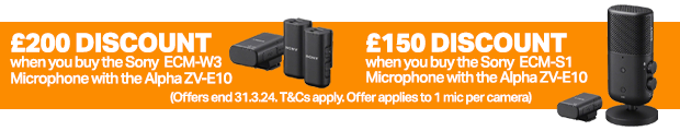 Save Up To £200 On Sony Mics when bought with the Alpha ZV-E10
