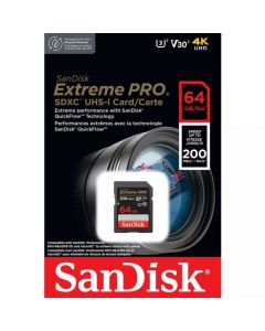 SanDisk Extreme Pro 64GB 200MB/s SDXC UHS-I 4K UHD Memory Card