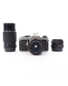 USED Pentax ME Super 35mm Film Camera and 3 Lens Kit 
