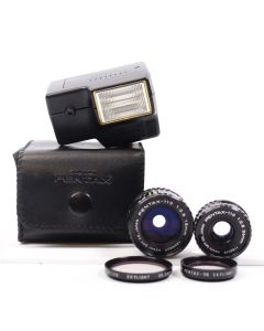 USED Pentax 110 Camera Kit  Asahi Pentax  Lens With Pentax Flash AF100P 