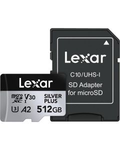 Lexar 512gb  microSDXC UHS-I Professional V30 SILVER PLUS Memory Card (205MB/s)