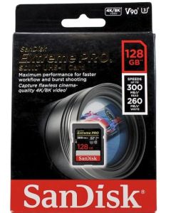 SanDisk Extreme PRO 128GB 300MB/s UHS-II V90 SDXC Memory Card