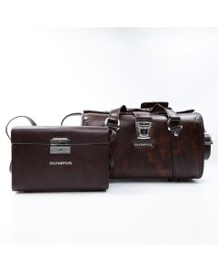 USED Olympus Large Vintage Leather Camera Bag Brown Shoulder Case Retro