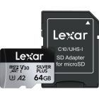 Lexar 64GB micro SDXC Silver Plus UHS-1 V30 R205/W100MB/s + SD Adapter