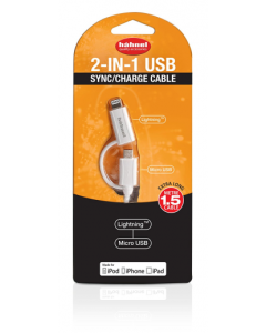Hahnel 2-in-1 Sync Charge Cable for Apple Lightning and Micro USB