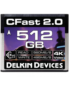 Delkin Devices 512GB CFast 2.0 Memory Card (560MB/s Read 495MB/s Write)
