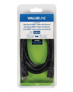 Valueline 2m High Speed HDMI Cable with Ethernet Connector 