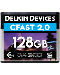 Delkin Devices 128GB CFast 2.0 VPG-130 Memory Card (560MB/s Read 495MB/s Write)
