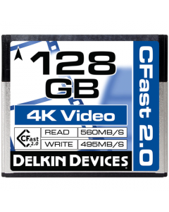 Delkin Devices 128GB CFast 2.0 Memory Card (560MB/s Read 495MB/s Write)